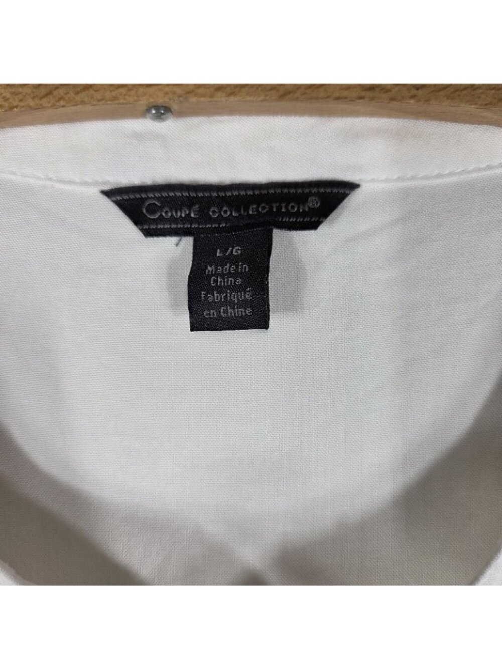 Coupé Collection White Embroided Tunic Shirt Top Size L Long Sleeve Tie Neck - Picture 3 of 16